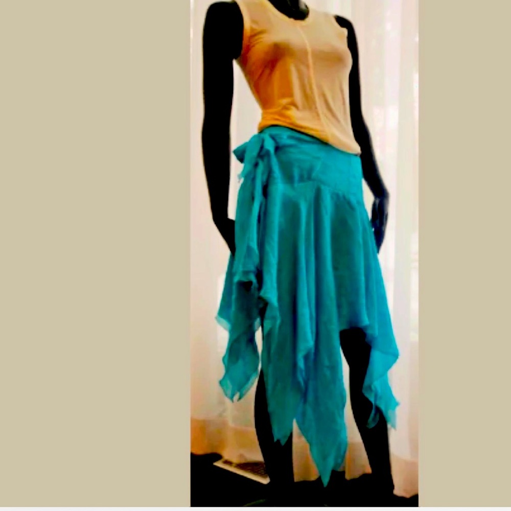 Beautiful asymmetrical blue silky Antonio Berardi sexy skirt. Size medium.